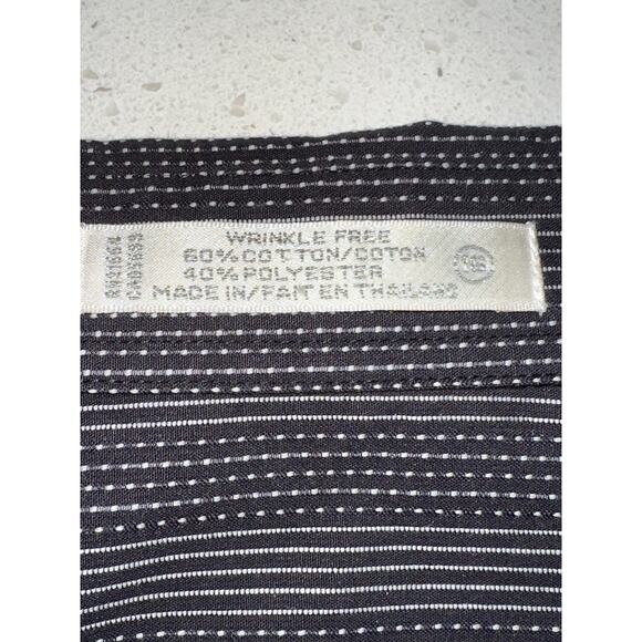 Foxcroft Women’s Wrinkle Free Button Up Top Dark Gray Black Stripe 16 office - Picture 2 of 9